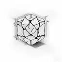 rubiks cube with cool swords going through it tattoo design idea