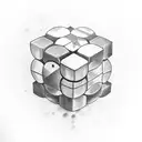 rubiks cube with cool swords going through it tattoo design idea