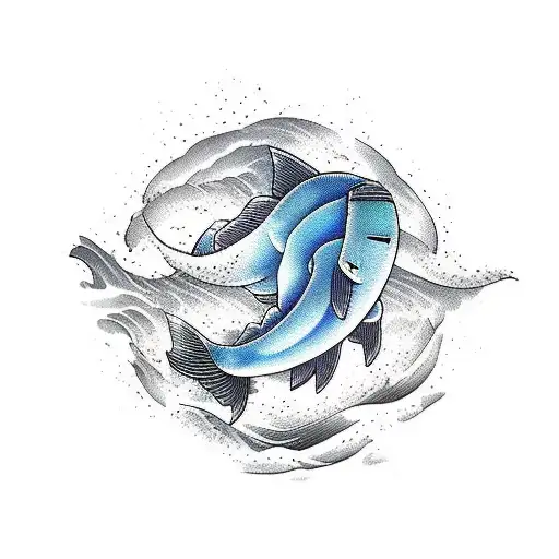 beluga en el mar  tattoo design idea