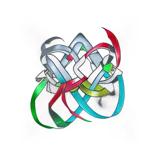 robin bird with ovarian cancer ribbon a eight ball, triskellion symbol, and the names demi and justn tattoo design idea