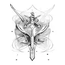 sword with Pisces symbol handle and a Taurus left handle and a Gemini right handle  tattoo design idea