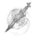 sword with Pisces symbol handle and a Taurus left handle and a Gemini right handle  tattoo design idea