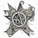 name written outside each point 5 star asante  tattoo design idea