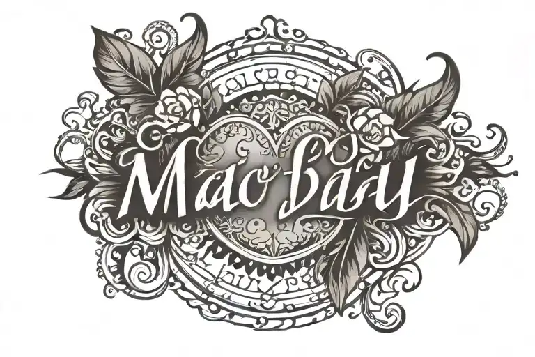 Madhu name with heart beat tattoo design idea