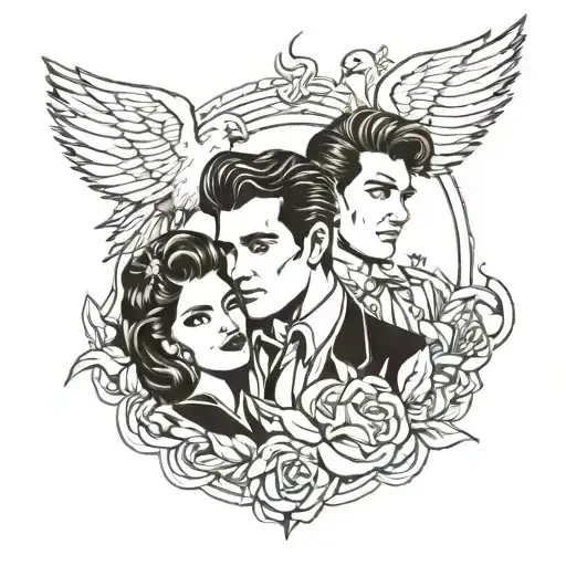 my wife and I Elvis and liliana letra cursiva tattoo design idea