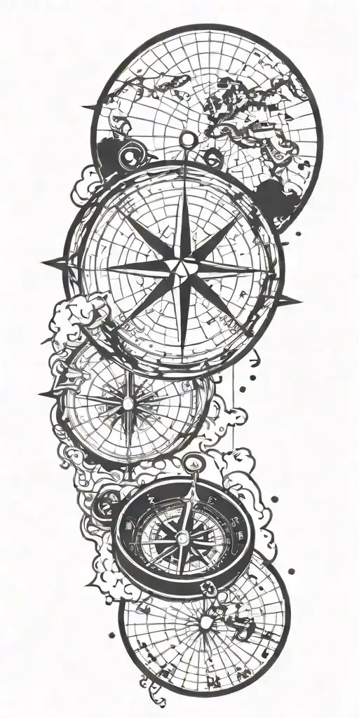 Incorporate a compass rose and a world map into a tattoo design that symbolizes your love for travel and adventure tattoo design idea