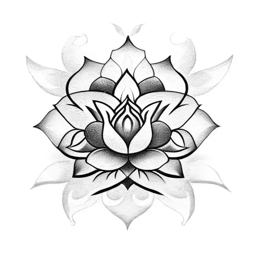 lotus with aum and trishul tattoo design idea