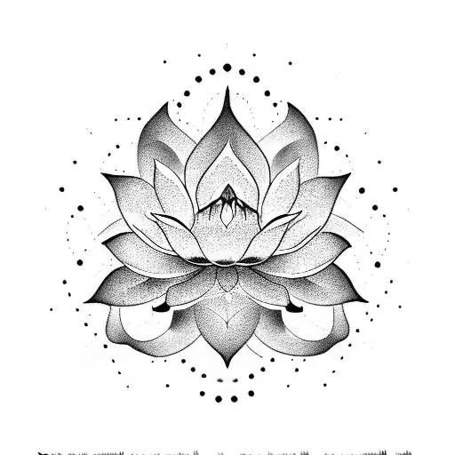 vertical lotus with aum and trishul tattoo design idea