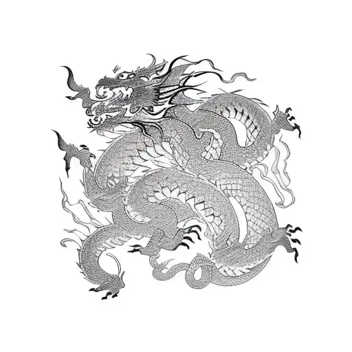 dragon versus tiger with waves tattoo design idea