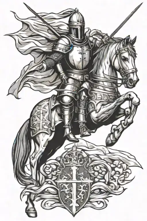 British medevil crusader knight tattoo design idea