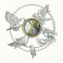 Good Karma, Peace, Duality of world, Mind-Body-Soul,Life is a circle, reincarnation  tattoo design idea