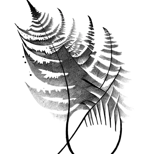 harp fern tattoo design idea