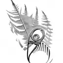 harp fern tattoo design idea