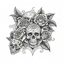 roses, mandala skulls tattoo design idea