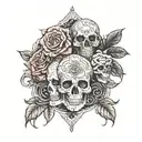 roses, mandala skulls tattoo design idea