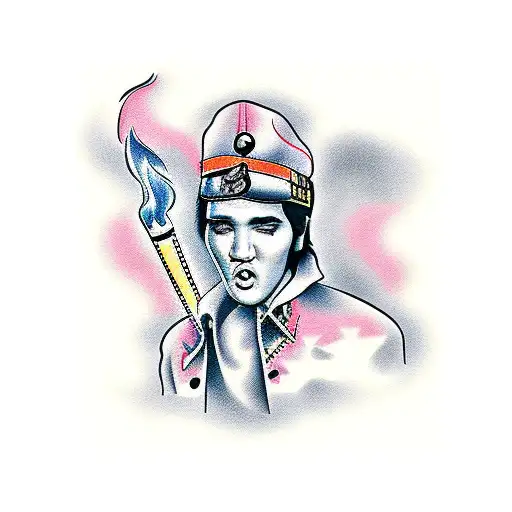 elvis smoking tattoo design idea
