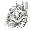 warrior wilderness love scene tattoo design idea