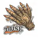 can you make a hand tatto but on the fingers it says lust in thug life font letters and a really good aesthetic hand tat tattoo design idea