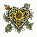 camo heart sunflower harley biker riding tattoo design idea