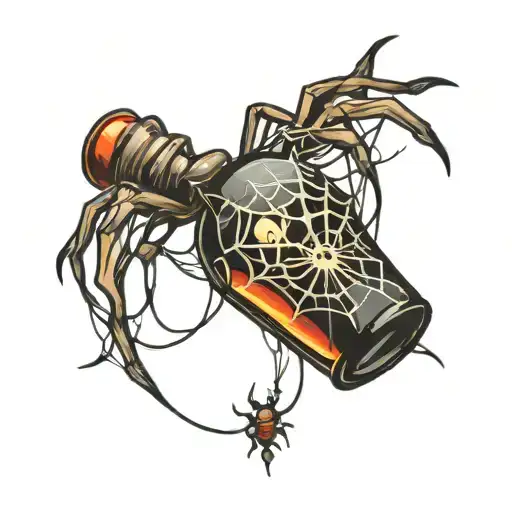 poison bottle spider web tattoo design idea