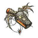 poison bottle spider web tattoo design idea