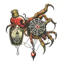 poison bottle spider web tattoo design idea