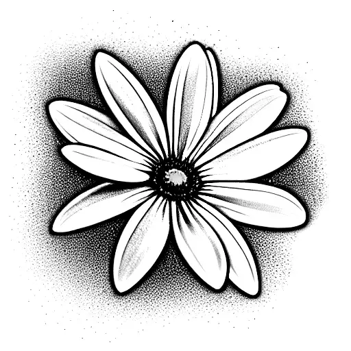 4 white African daisy, one light purple orchid, one light pink daisy with lots of petals, 2 blue forget me nots with a c tattoo design idea