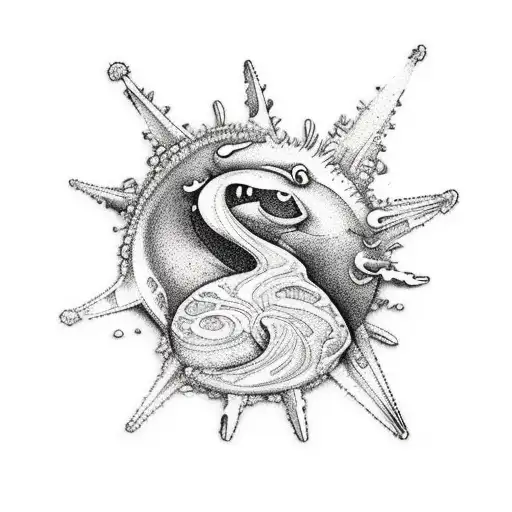 A beach-themed tattoo incorporating elements of Praia tattoo design idea