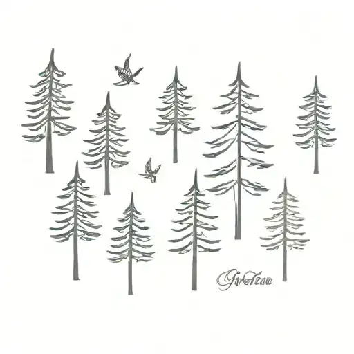 pine trees small with a fairy tattoo design idea