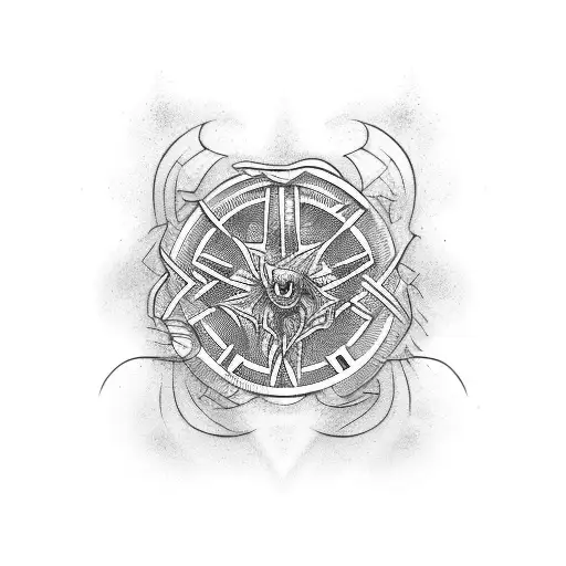 web of wyrd in stone line tattoo design idea