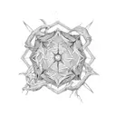 web of wyrd in wood line tattoo design idea