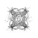 web of wyrd in wood line tattoo design idea