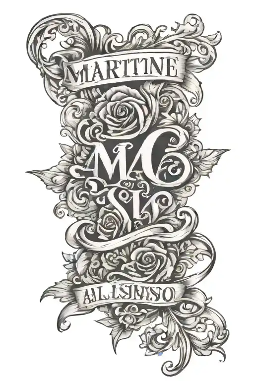 Martinez & alonso name written tattoo design idea