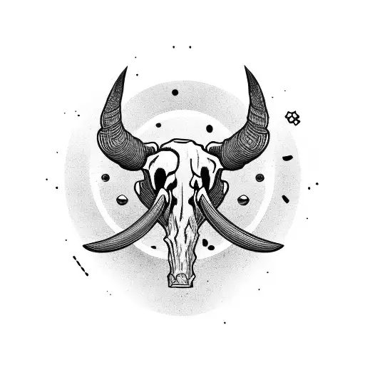 mammoth skull with a circle tattoo design idea