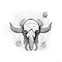 mammoth skull with a circle tattoo design idea
