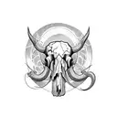 mammoth skull with a circle tattoo design idea