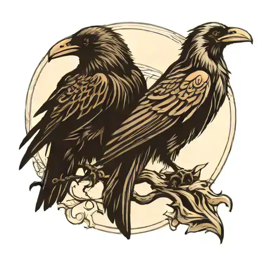 Huginn and Munnin, the ravens of the god Odin, as shadows. Beautiful. tattoo design idea