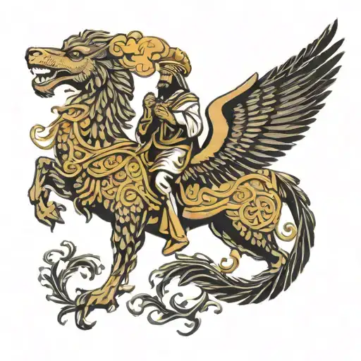 Simorgh and Cyrus the Great and Achaemenid, Zoroastrian tattoo design idea