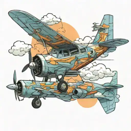 aircraft flying tattoo design idea