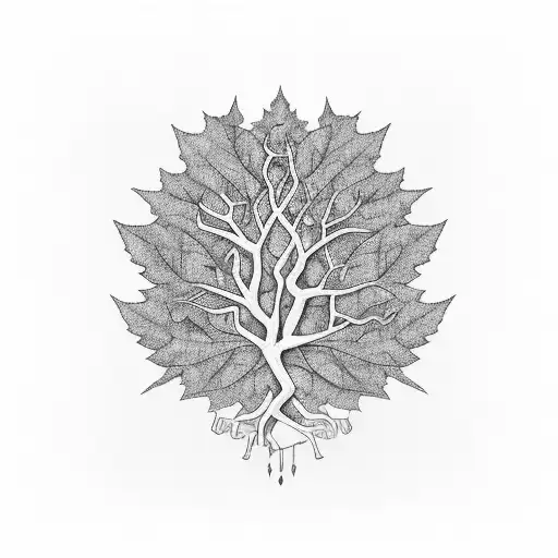 A family tree with branches made of gaming console controllers, and musical notes as leaves, in a black-grey style tattoo design idea