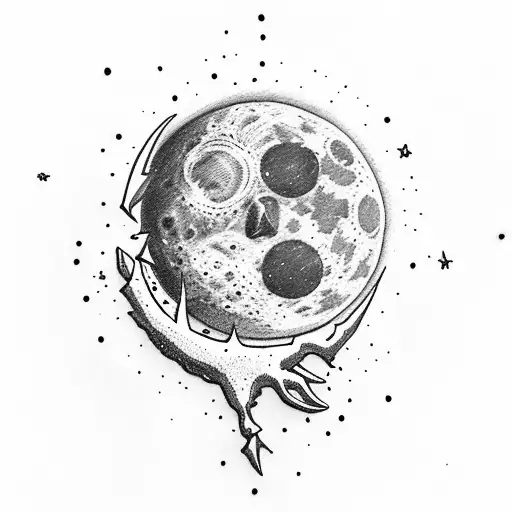 La luna llena con un astronauta y un marciano con una cerveza en la mano  tattoo design idea