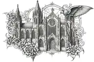 gothic cathedral tattoo design idea