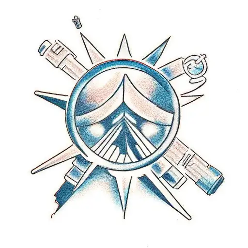 a gangsta boy behind of him a city with skylines tattoo design idea