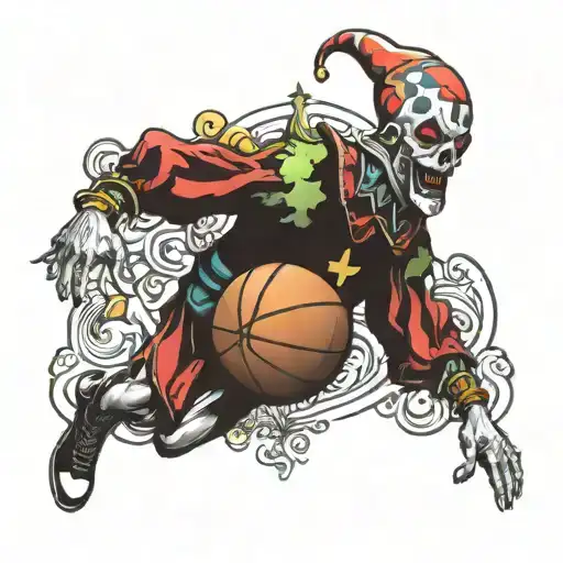 basketball court jester tattoo design idea