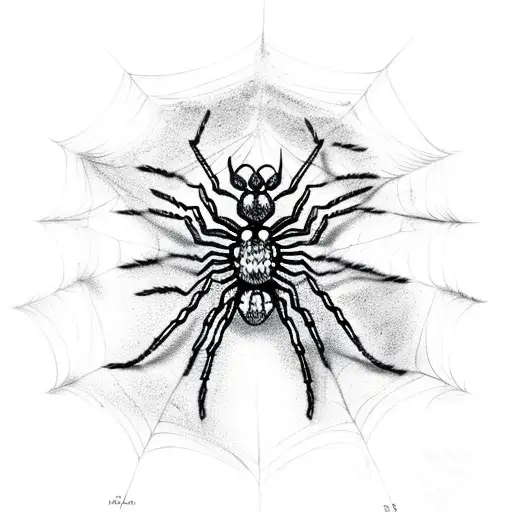 spider web with spiders that have skulls on abdomen tattoo design idea