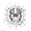 spider web with spiders that have skulls on abdomen tattoo design idea