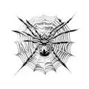 spider web with spiders that have skulls on abdomen tattoo design idea