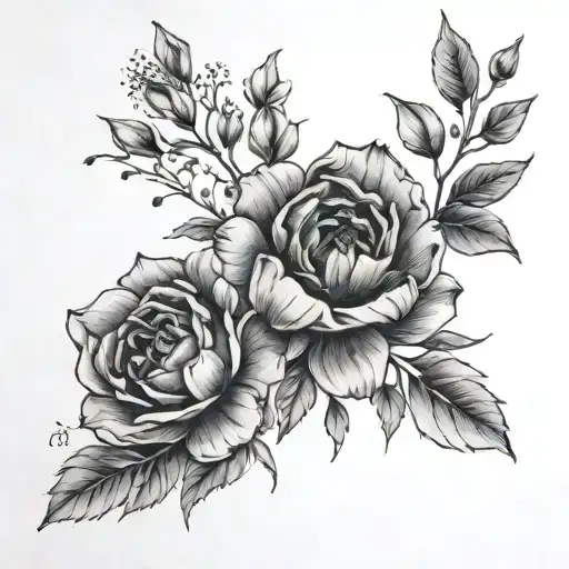 Birth month flowers , December, January, April, May, November  tattoo design idea