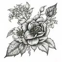 Birth month flowers , December, January, April, May, November  tattoo design idea