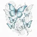  blue Butterflies are burning up  tattoo design idea